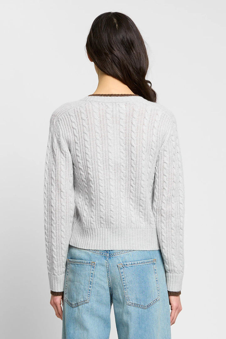 Central Park West Thea Cashmere Cable Zip Up Cardigan