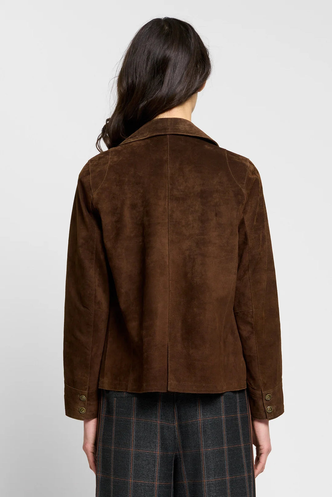 Central Park West Vesper Genuine Suede Topstitch Blazer