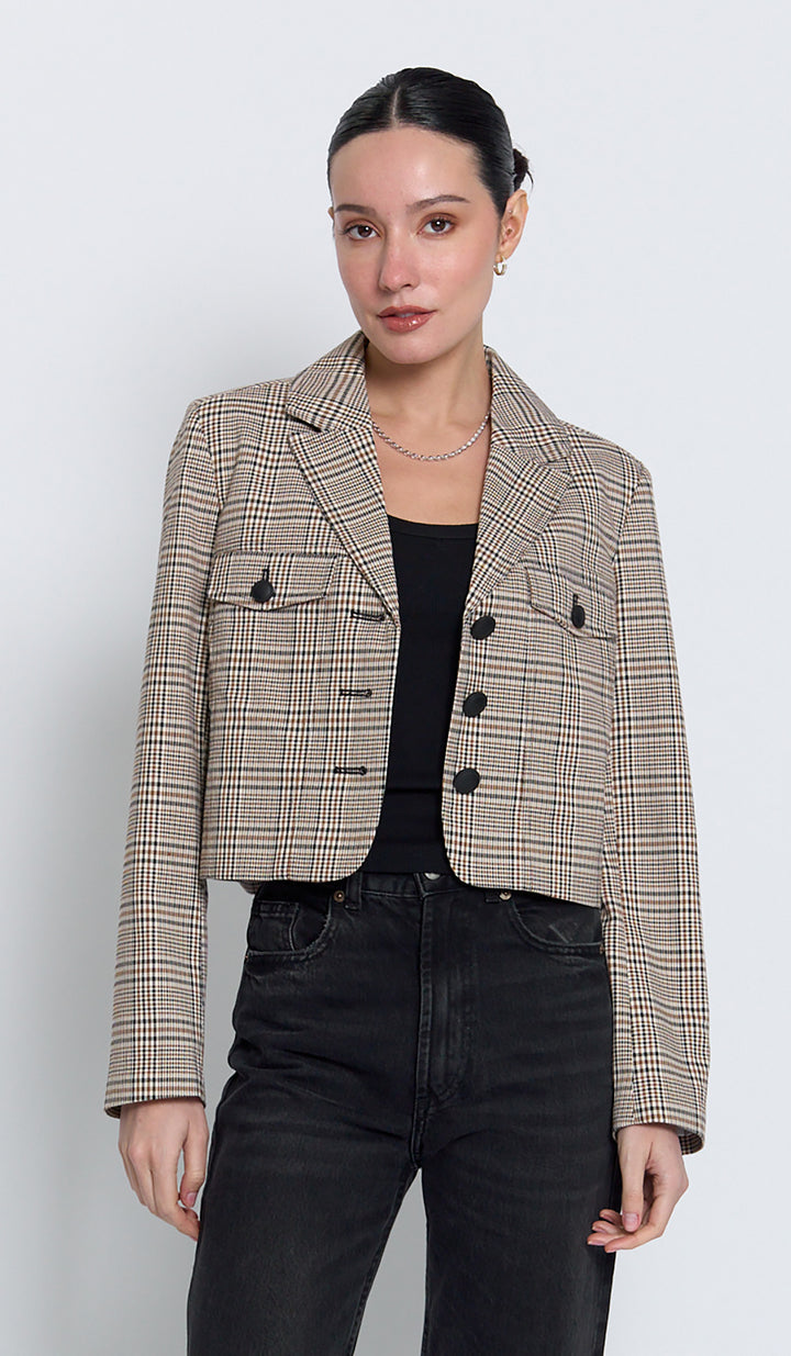 Central Park West Sienna Cropped Brown Blazer