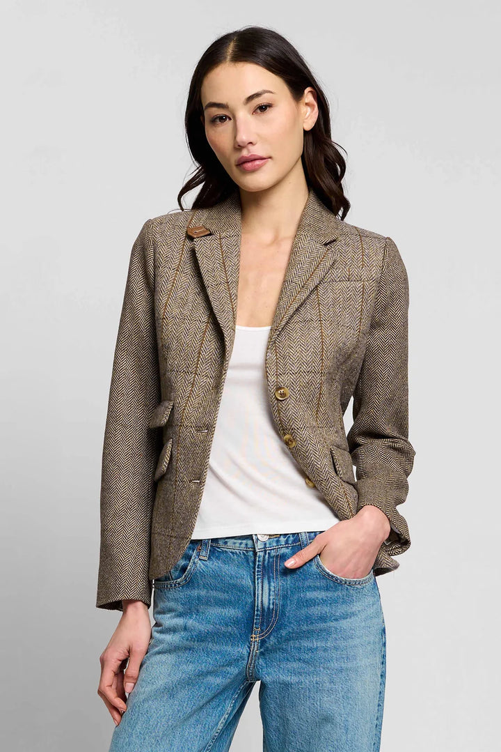 Central Park West Asher Mixed Plaid Riding Jacket