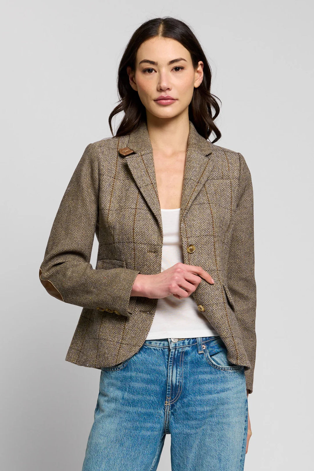 Central Park West Asher Mixed Plaid Riding Jacket