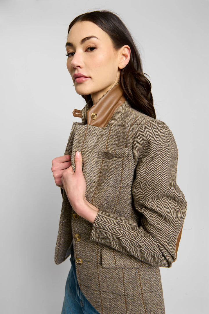 Central Park West Asher Mixed Plaid Riding Jacket