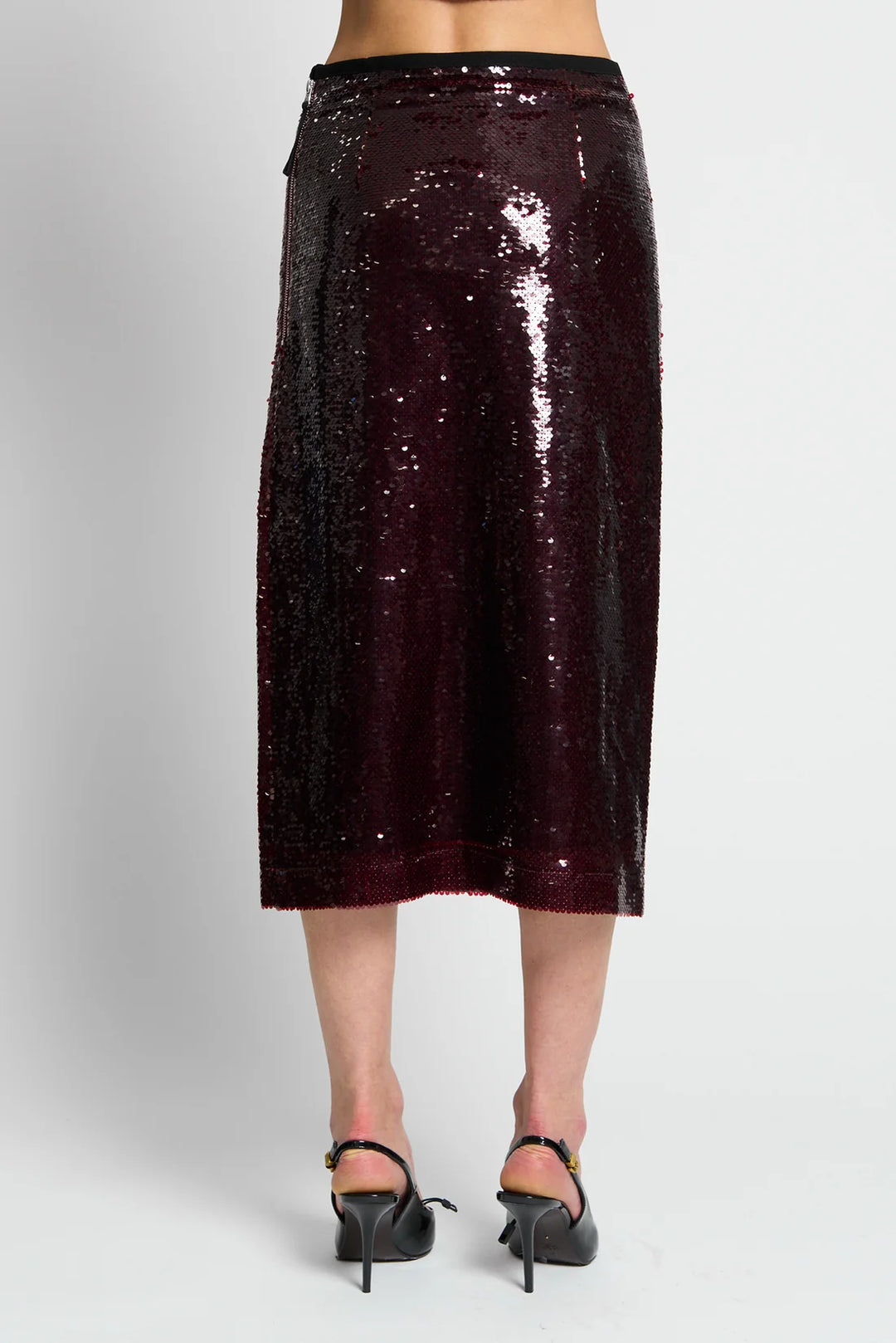 Central Park West AMAYA SEQUIN SKIRT -Burgundy