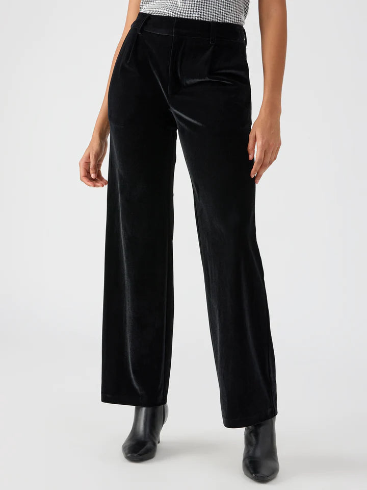 Sanctuary Faye Semi High Rise Velvet Trouser Pant Black