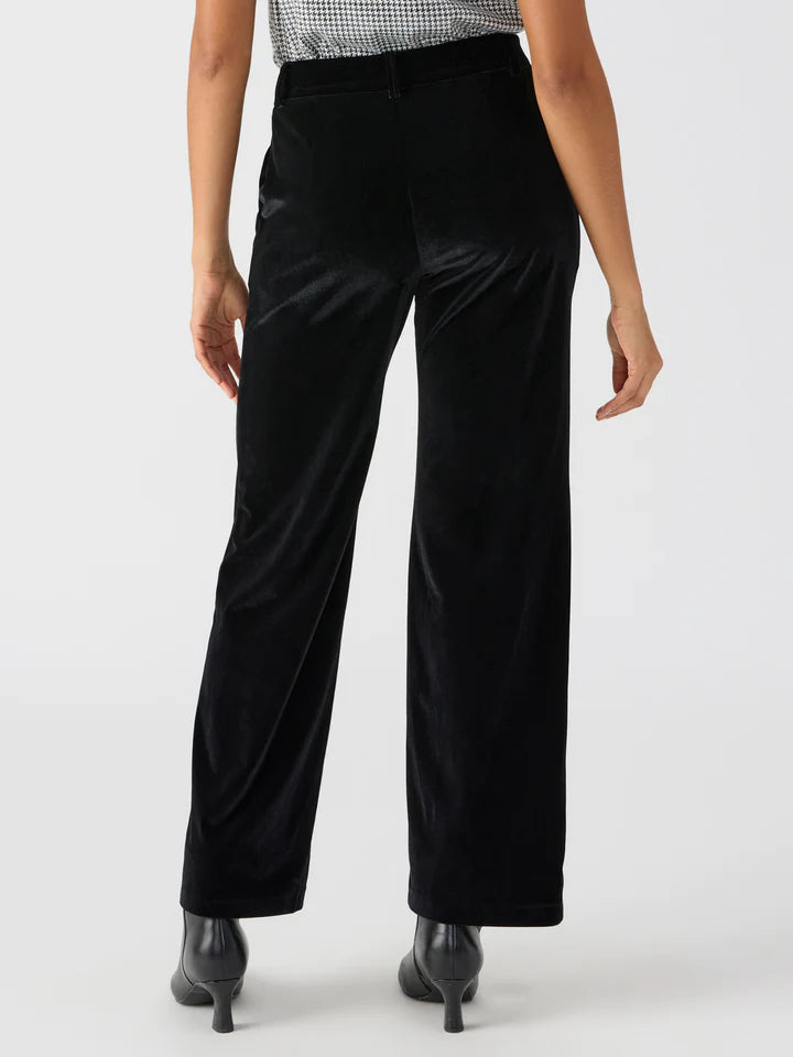 Sanctuary Faye Semi High Rise Velvet Trouser Pant Black