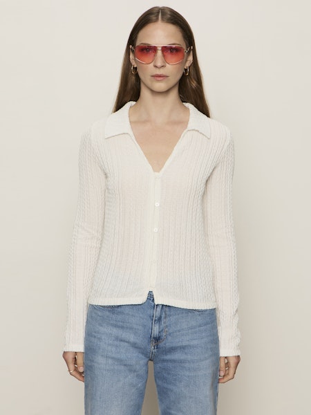 Sanctuary Button Down Textured Top Chalk