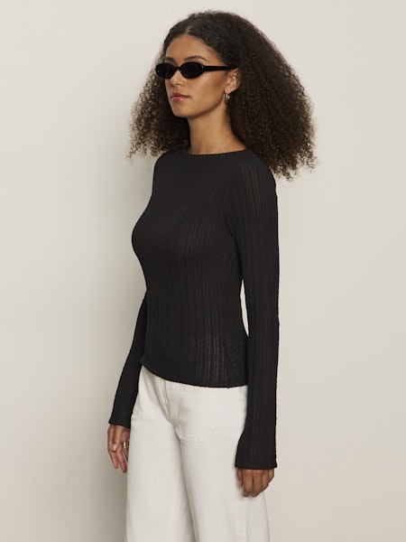 Sanctuary Long Sleeve Boatneck Textured Top