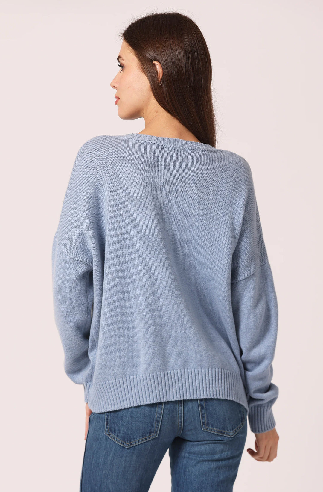 Minnie Rose Cotton Cashmere Boxy V Neck