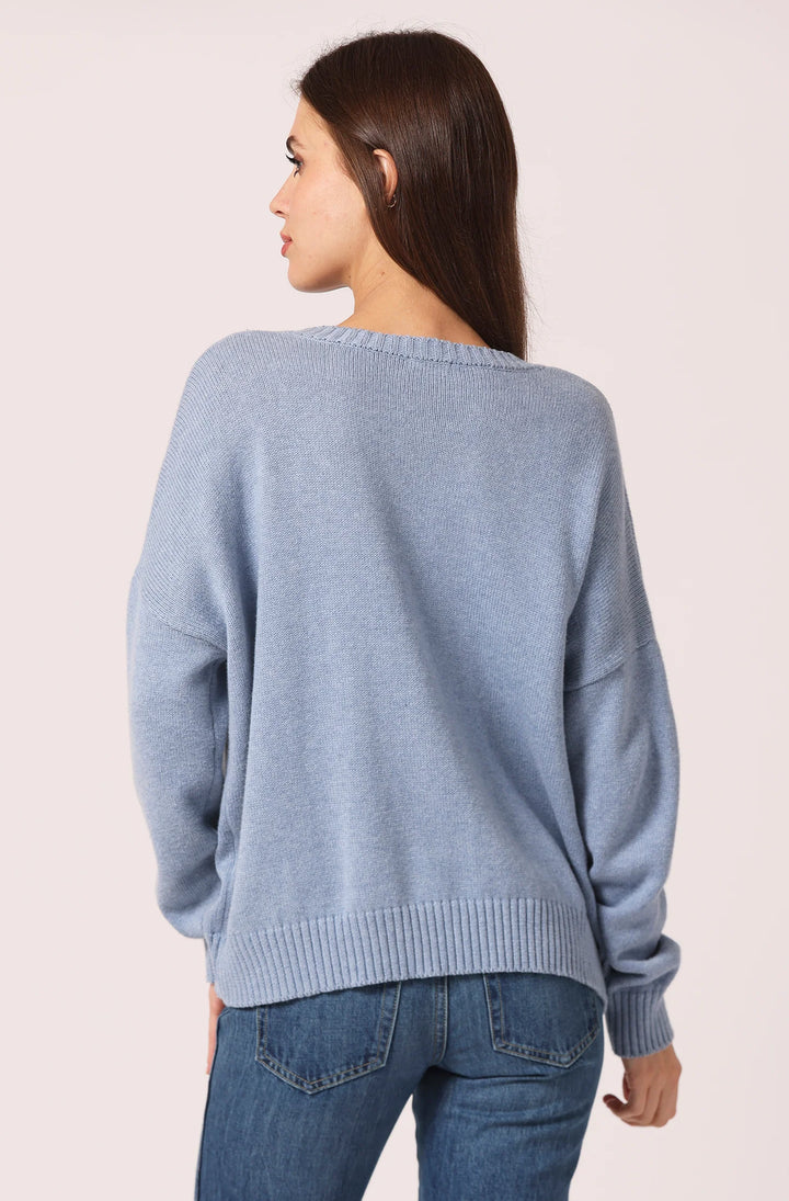 Minnie Rose Cotton Cashmere Boxy V Neck