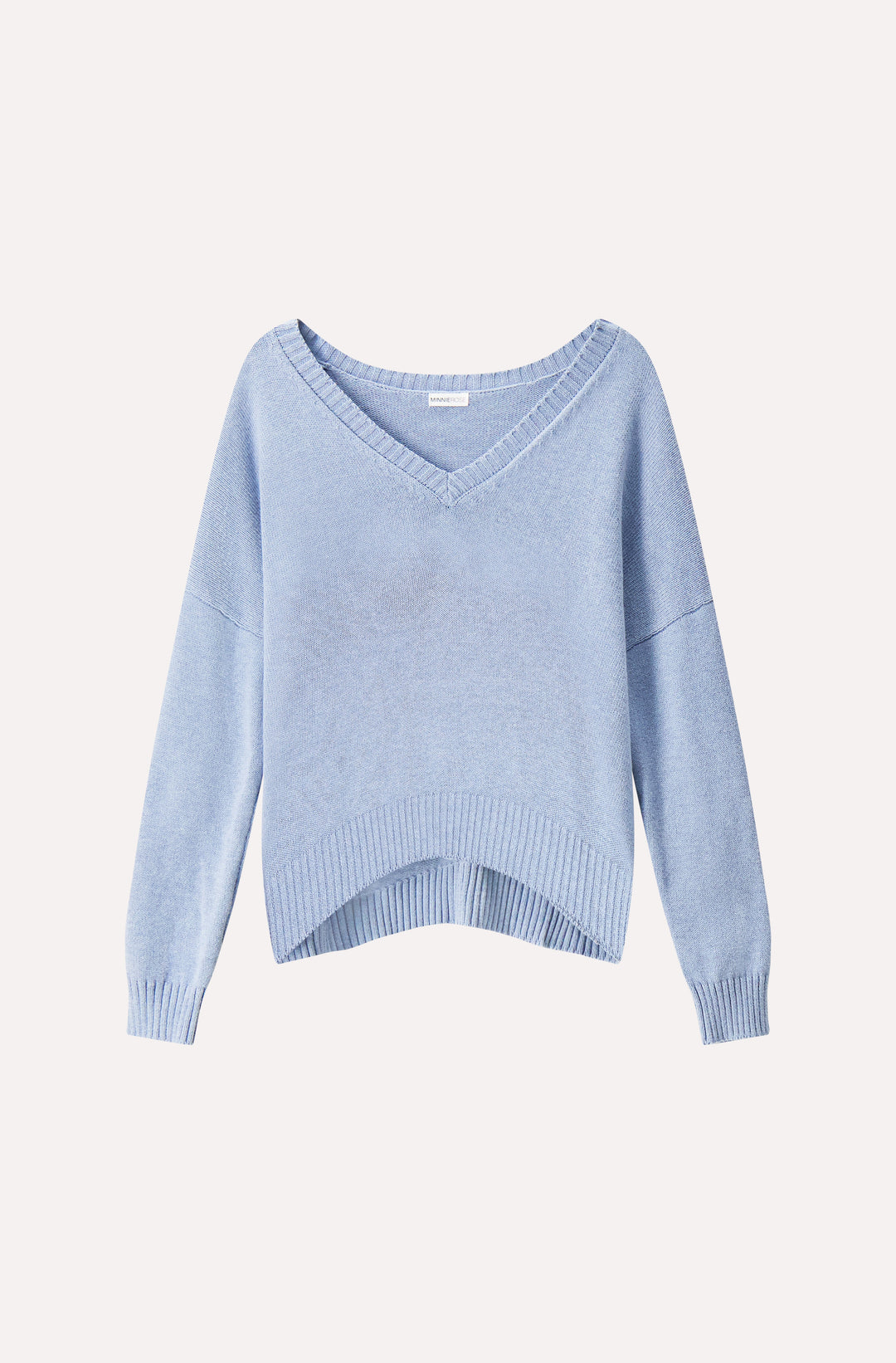 Minnie Rose Cotton Cashmere Boxy V Neck