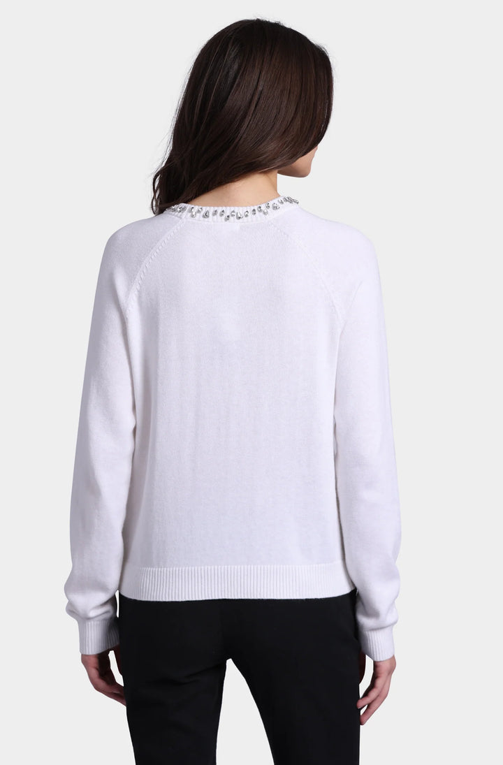 Minnie Rose Cotton Cashmere Raglan Crew Jewel Neck