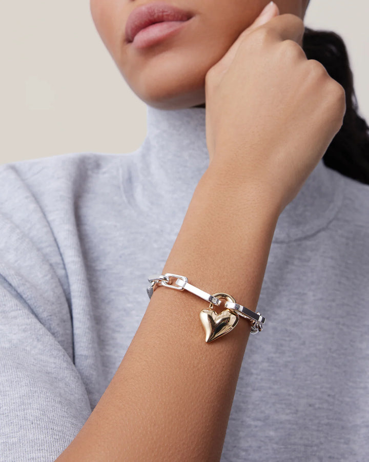 Jenny Bird Two Tone Padlock Heart Chain Bracelet - EQUATION 