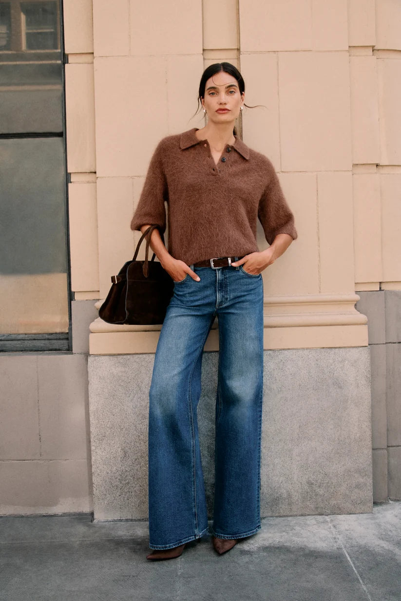 Pistola Vivian Mid Rise Wide Leg Jeans - Blue Depths