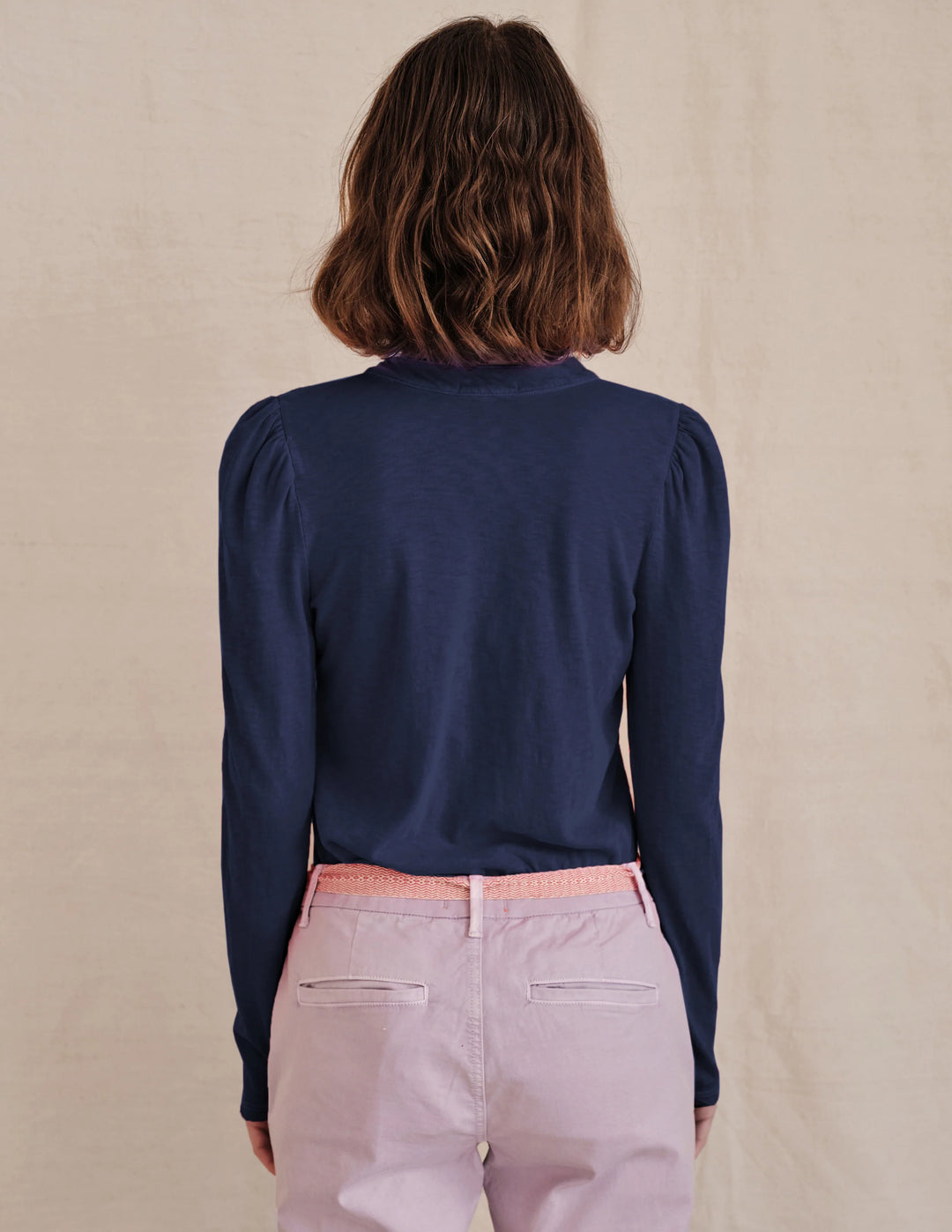 Sundry Long Sleeve Henley - Pigment Navy