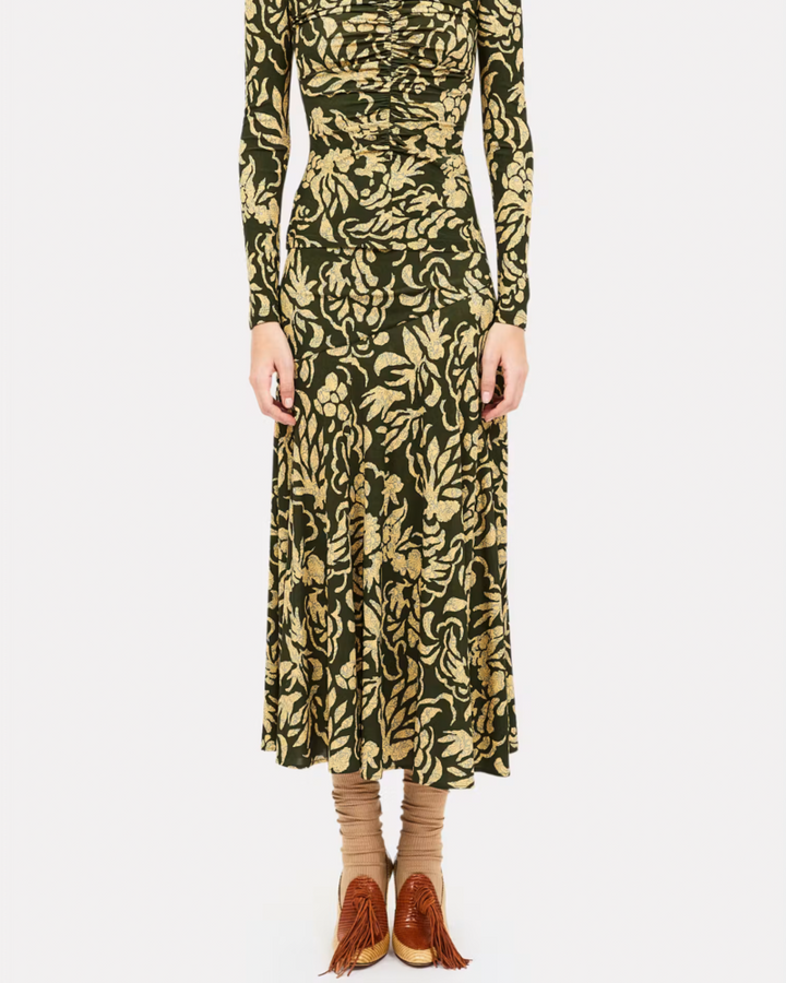 Ulla Johnson Fiona Jersey Skirt Khaki Floral