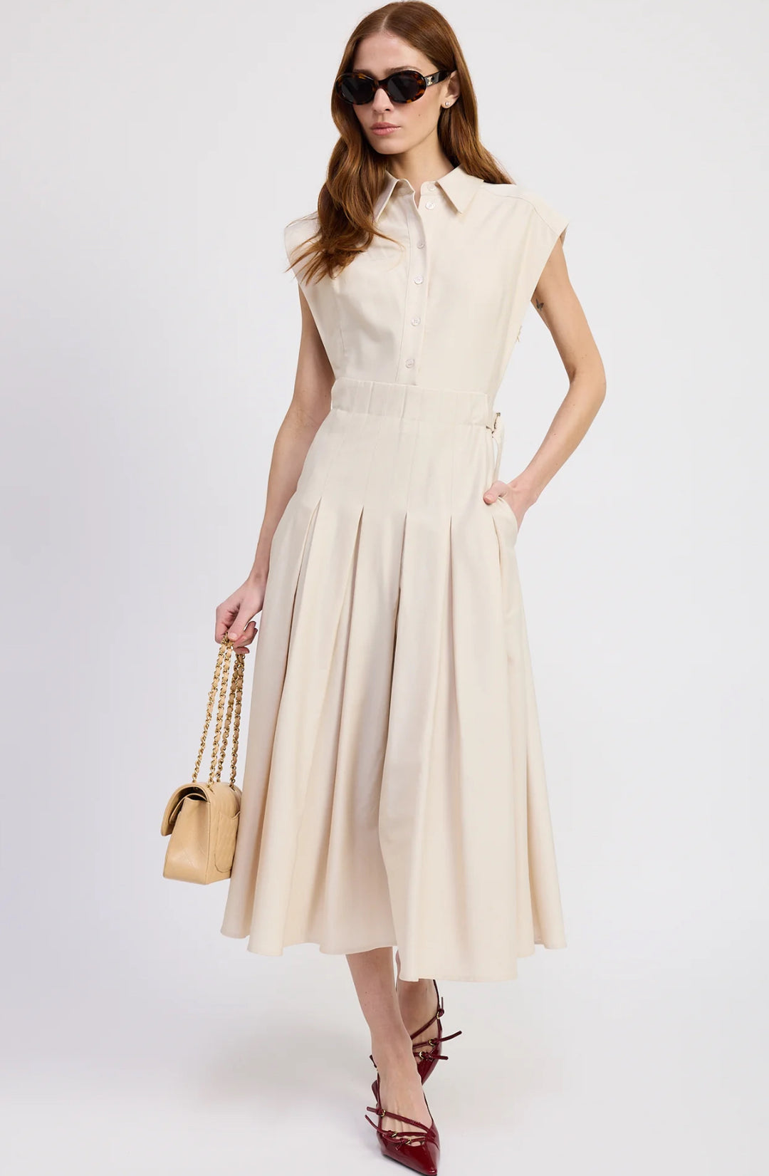 En Saison Quince Midi Dress Ecru