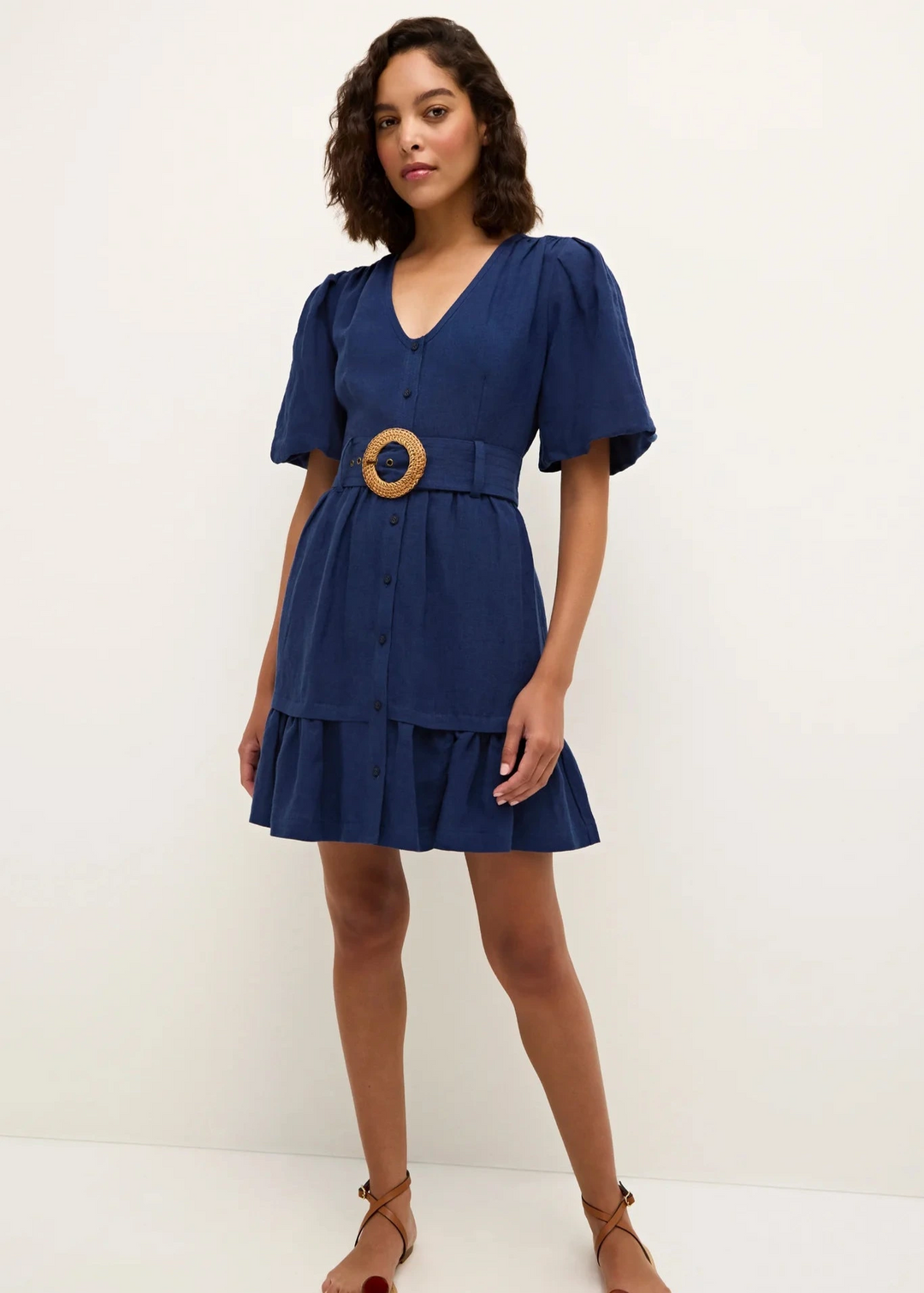 marie oliver dress Kenna Marie Oliver Marca smocked midi dress features an animal print Approx HUGHES DRESS BRANCHE / 14