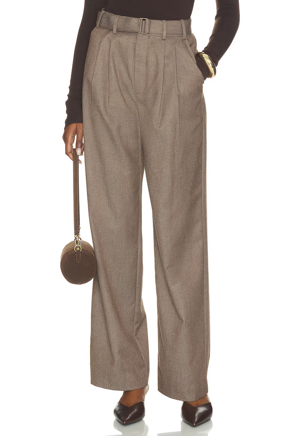 Elodie Hollis Belted Pleated Pants