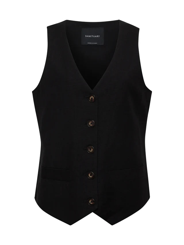 Sanctuary Relaxed Modern Vest Black