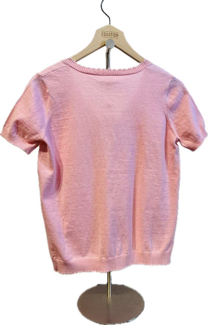 Minnie Rose Cotton Cashmere Frayed T-Shirt