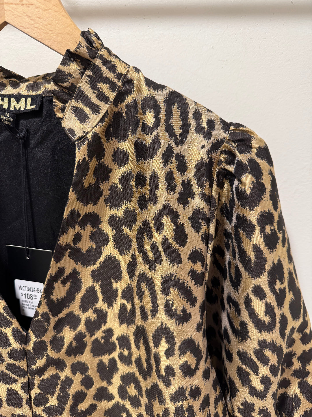 THML Puff Sleeve Leopard  Dress