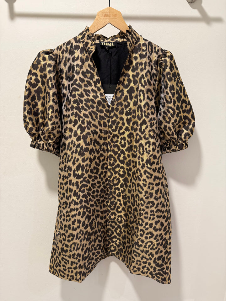 THML Puff Sleeve Leopard  Dress