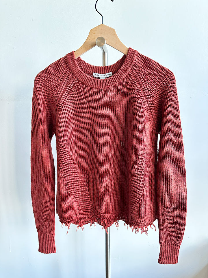 Autumn Cashmere Distressed Scallop Shaker Sweater