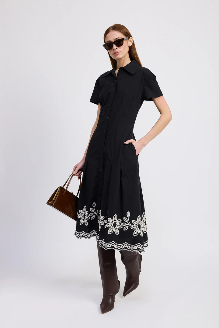 En Saison Isidora Midi Shirt Dress Black Natural