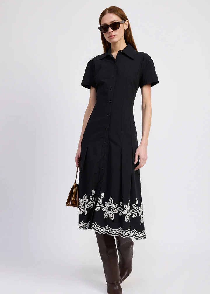 En Saison Isidora Midi Shirt Dress Black Natural
