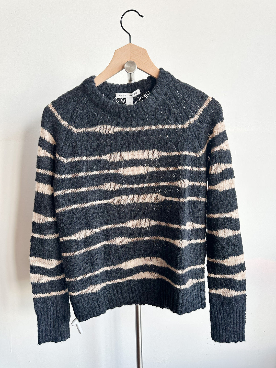 Autumn Cashmere Striped Raglan Crew Sweater