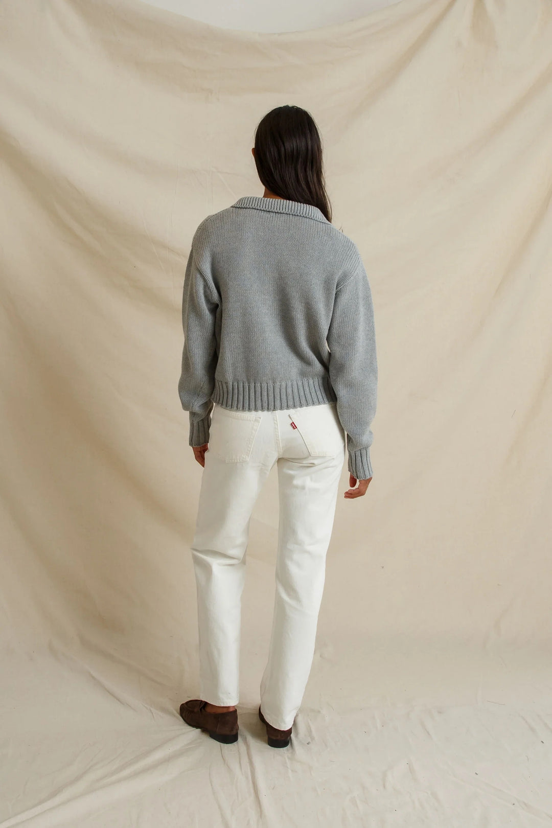 Perfect White Tee Jemma Collared Sweater - Heather grey