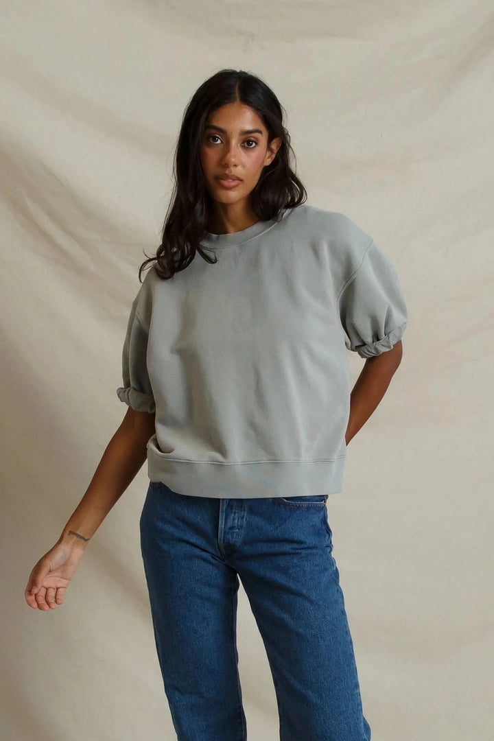 Perfect White Tee Rebecca Short Sleeved Sweatshirt - Griffin Grey