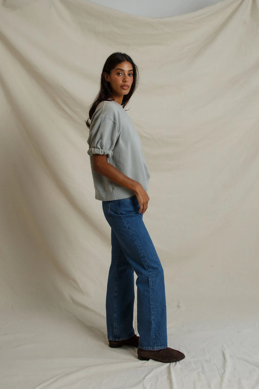 Perfect White Tee Rebecca Short Sleeved Sweatshirt - Griffin Grey