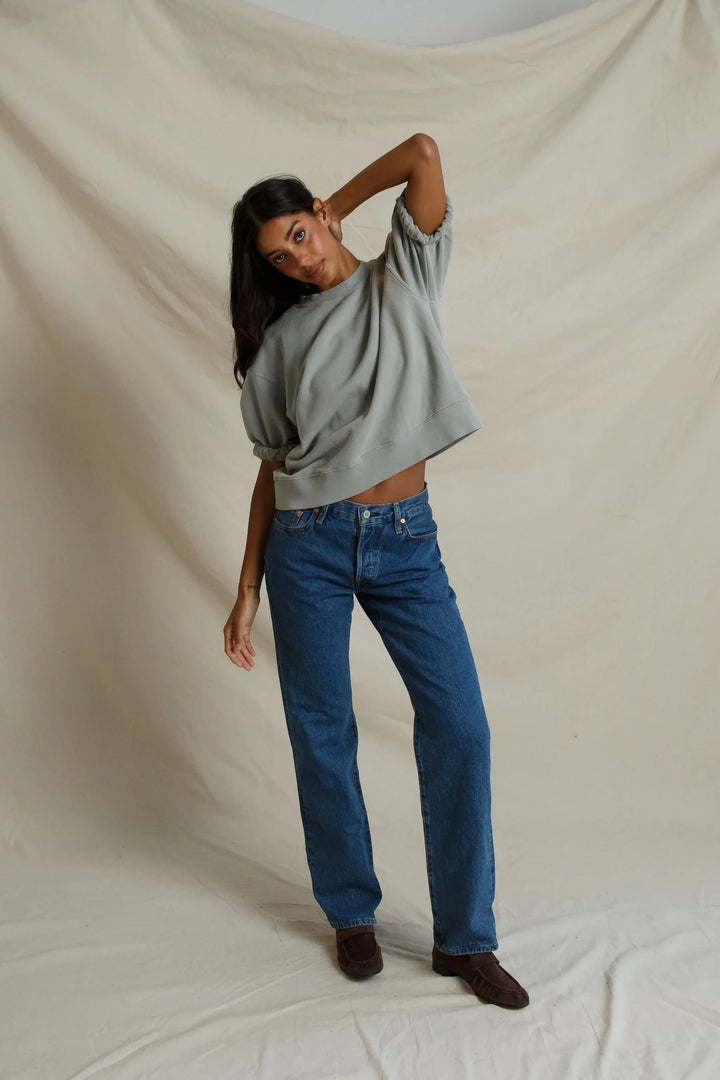 Perfect White Tee Rebecca Short Sleeved Sweatshirt - Griffin Grey