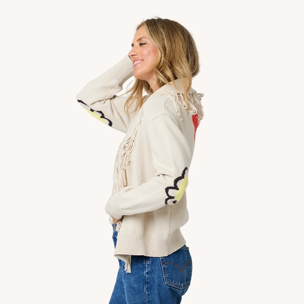 Kerri Rosenthal Fringe Shawl Collar Cardigan