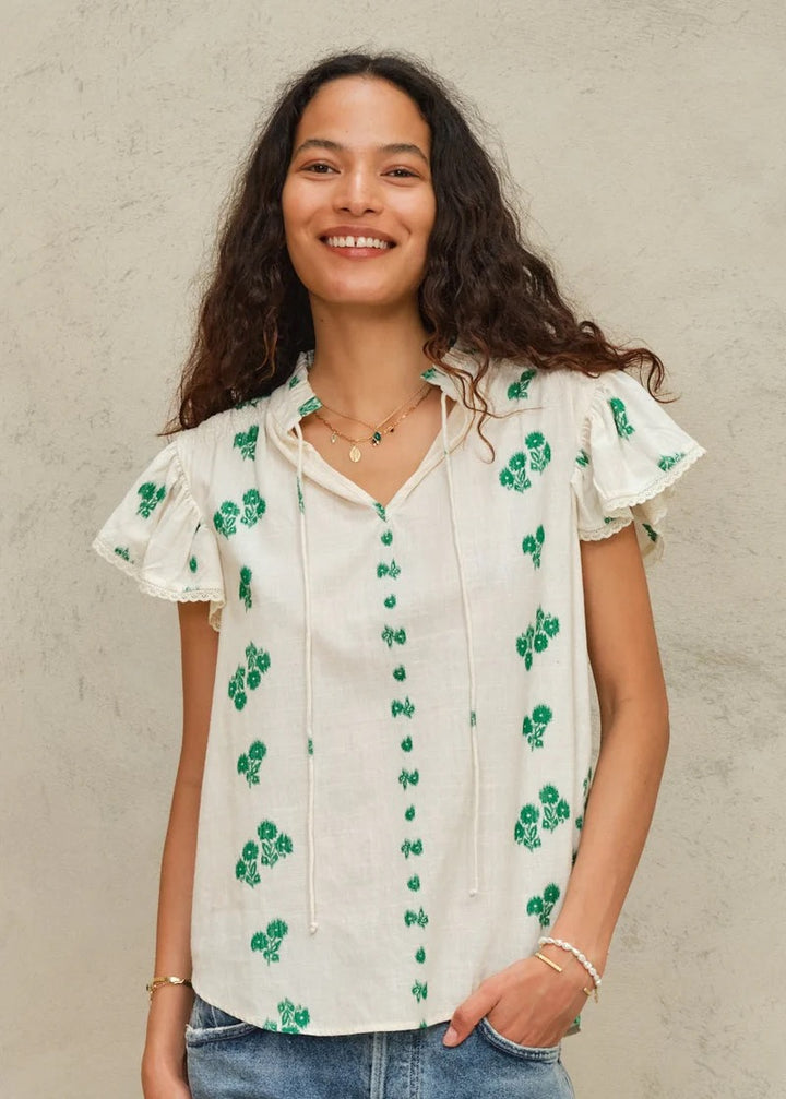 M.A.B.E Iris Woven Frill Top