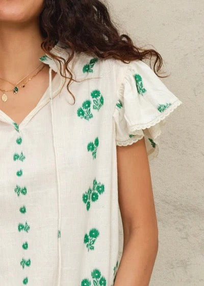 M.A.B.E Iris Woven Frill Top