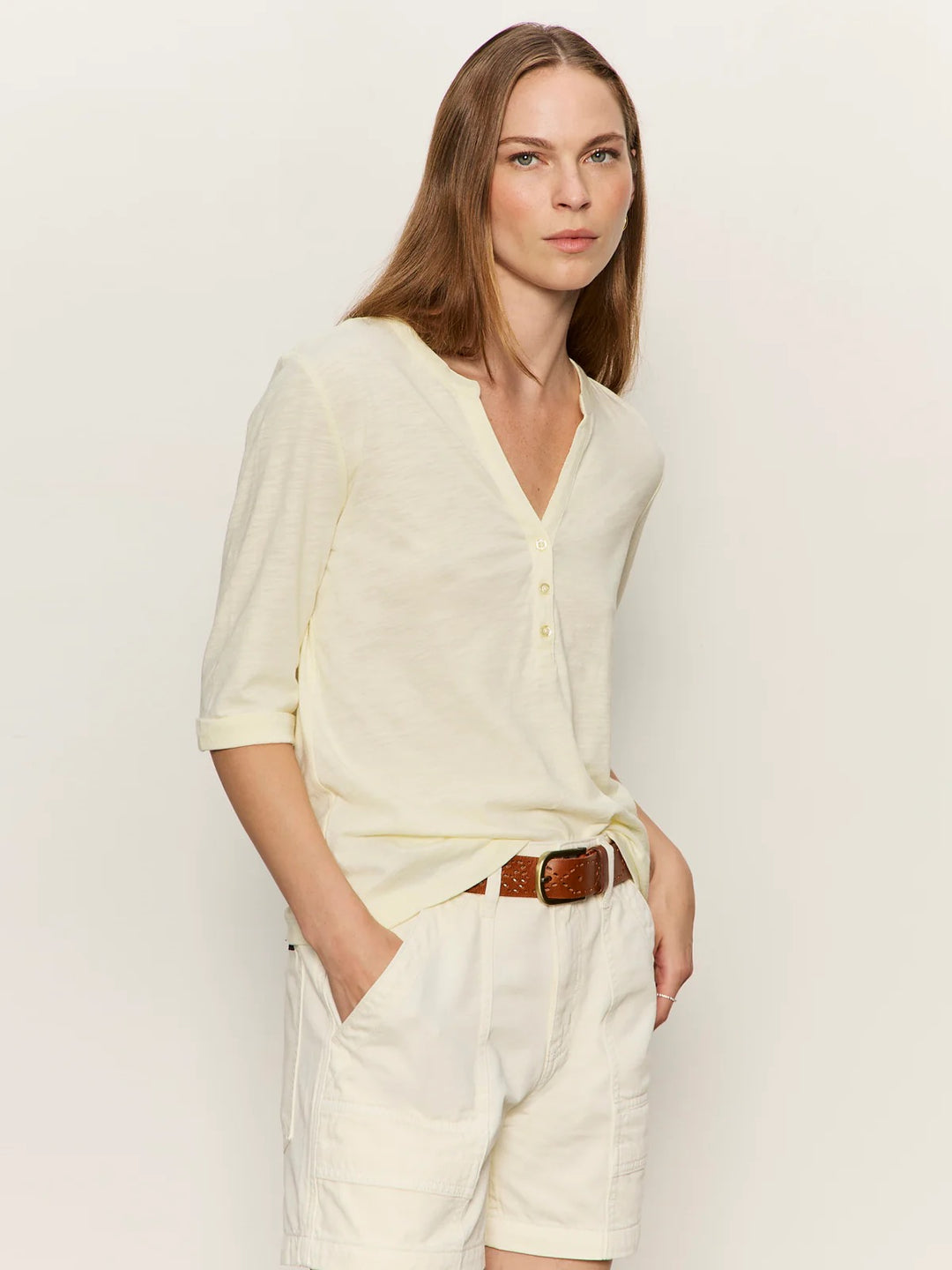 Sanctuary Rolled Sleeve Tee Lemon Drop