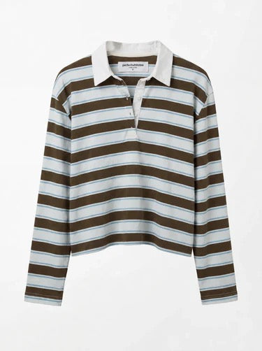 perfectwhitetee Kaya Top - Dark Olive Stripe