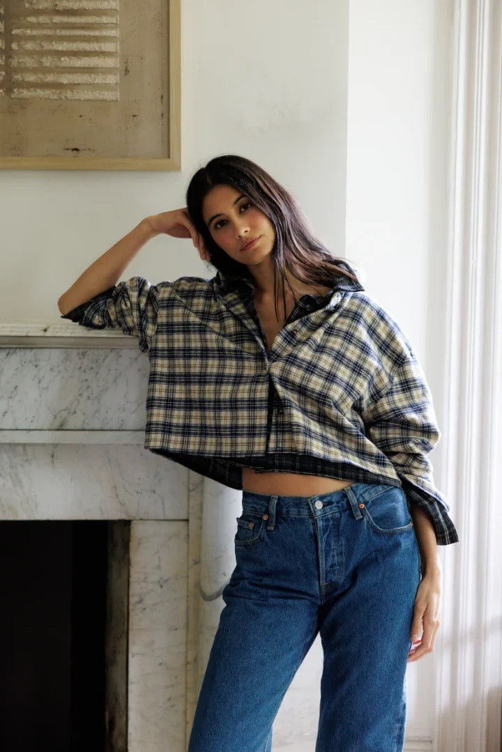 perfectwhitetee Tate Button Up - Sugar Plaid