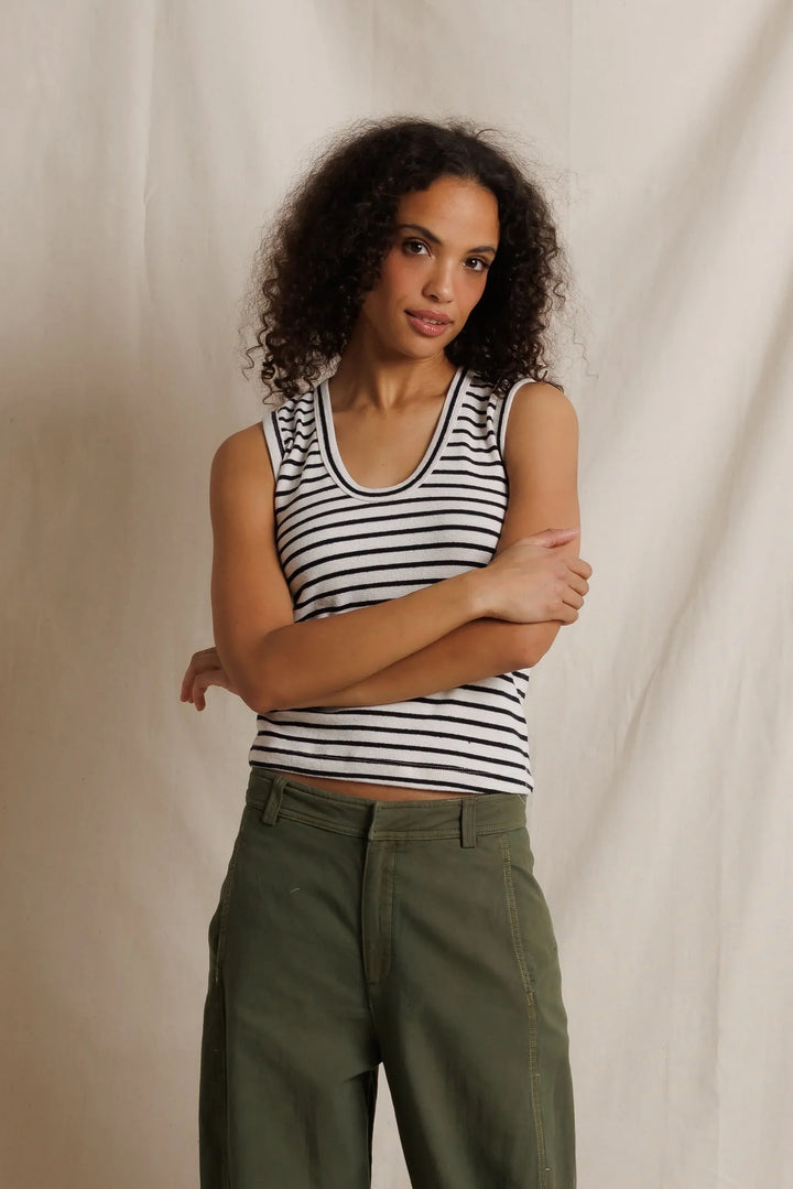 perfectwhitetee Tracy Tank - Natural Black Stripe