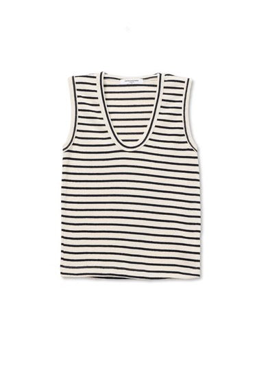 perfectwhitetee Tracy Tank - Natural Black Stripe