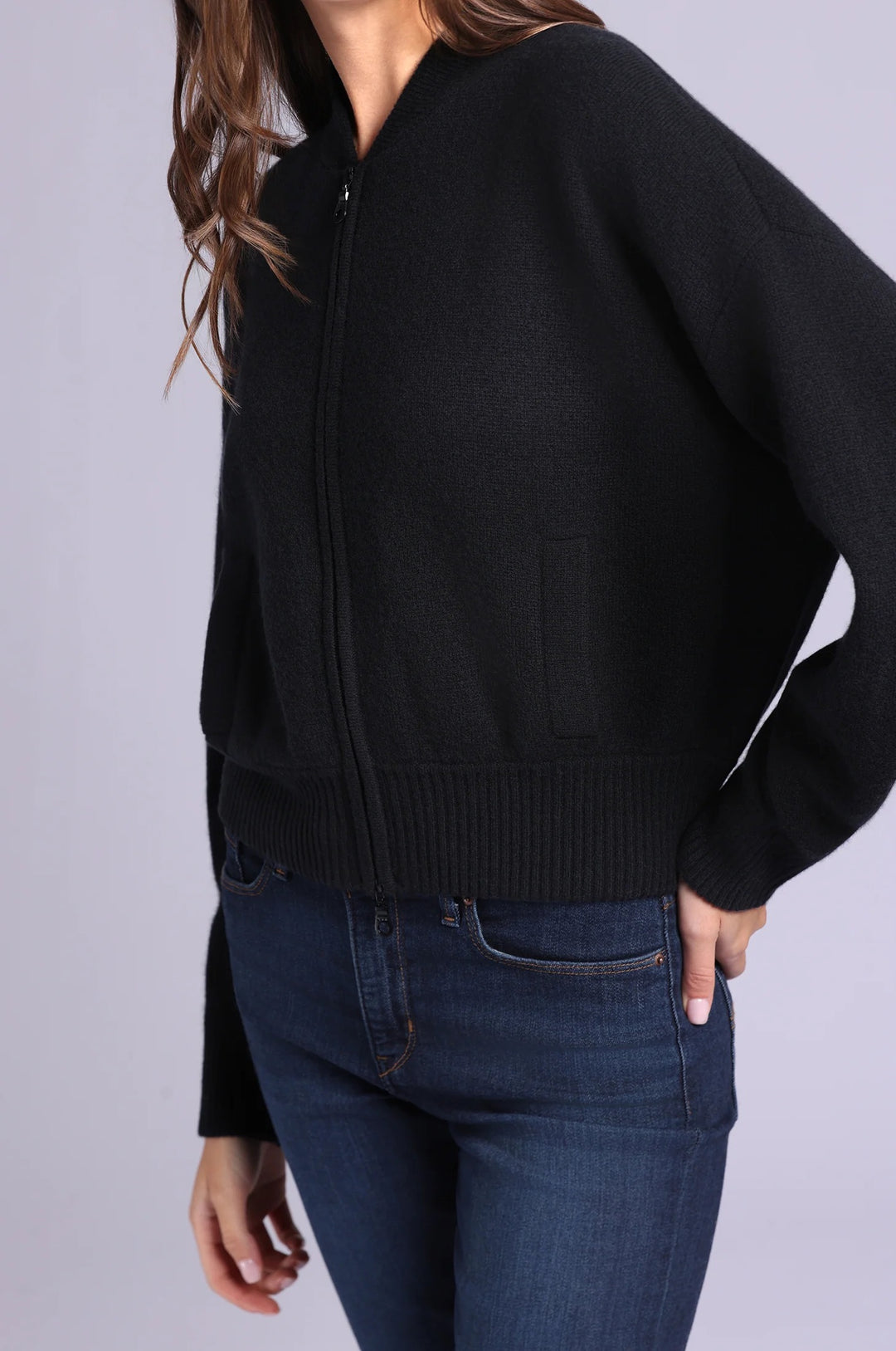 Minnie Rose Cashmere Cropped Bomber