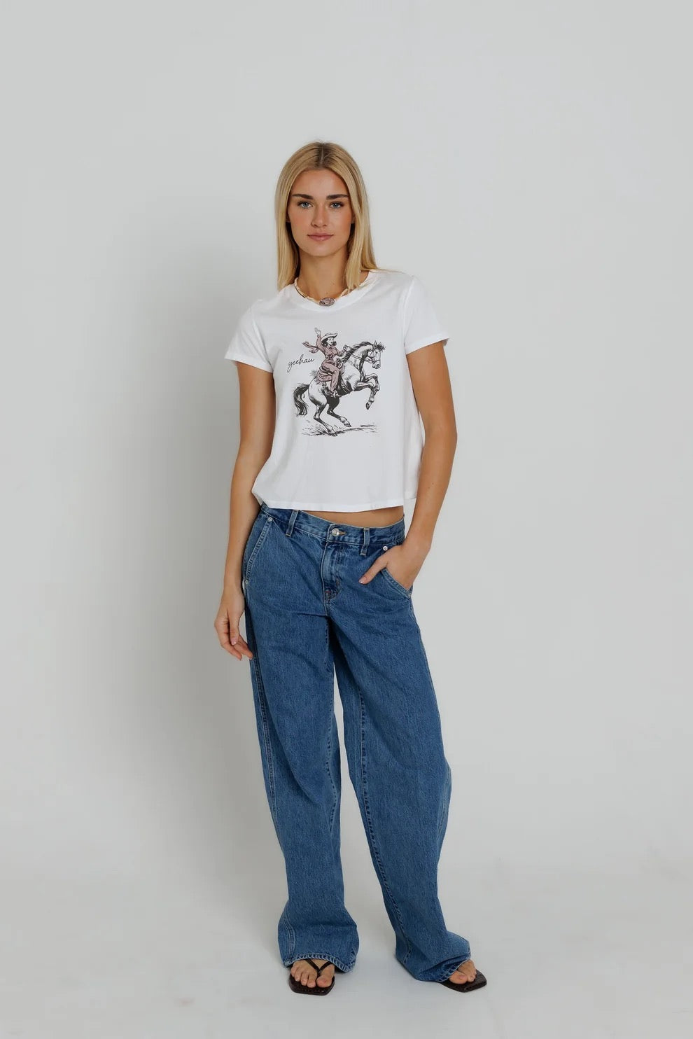 Sunny Somewhere Yeehaw Cowgirl Femme Tee
