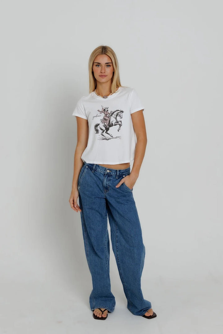 Sunny Somewhere Yeehaw Cowgirl Femme Tee
