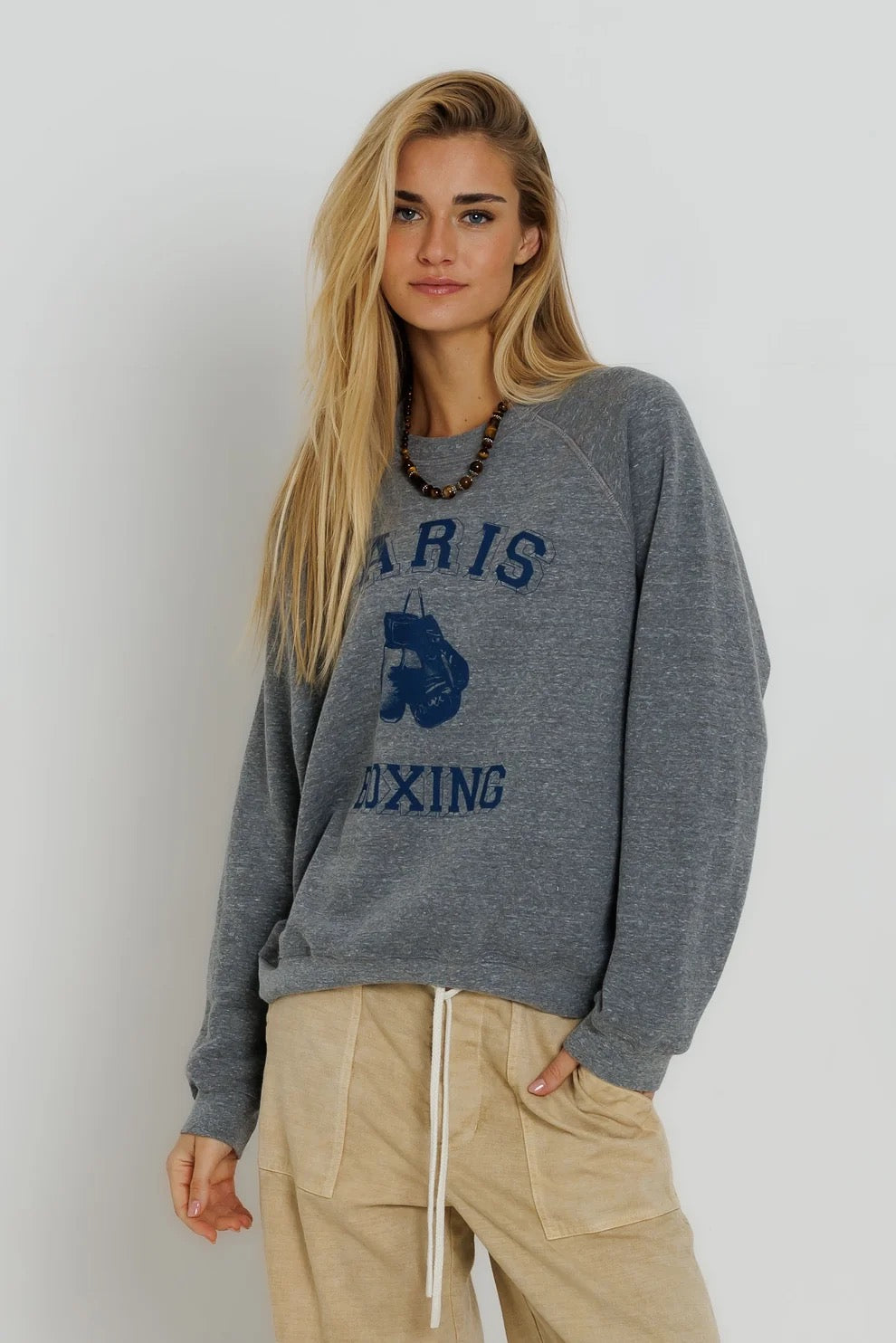 Sunny Somewhere Paris Boxing Raglan Crew