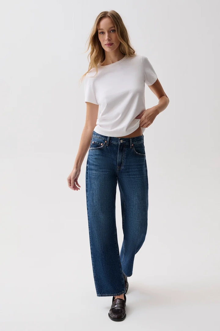 Pistola Lexi Mid Rise Bowed Straight Jean - Moonwave