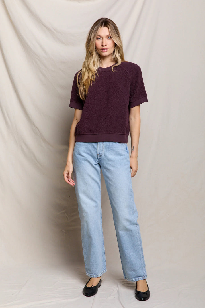 perfectwhitetee Ziggy short sleeve sweatshirt - Cherry Lacquer