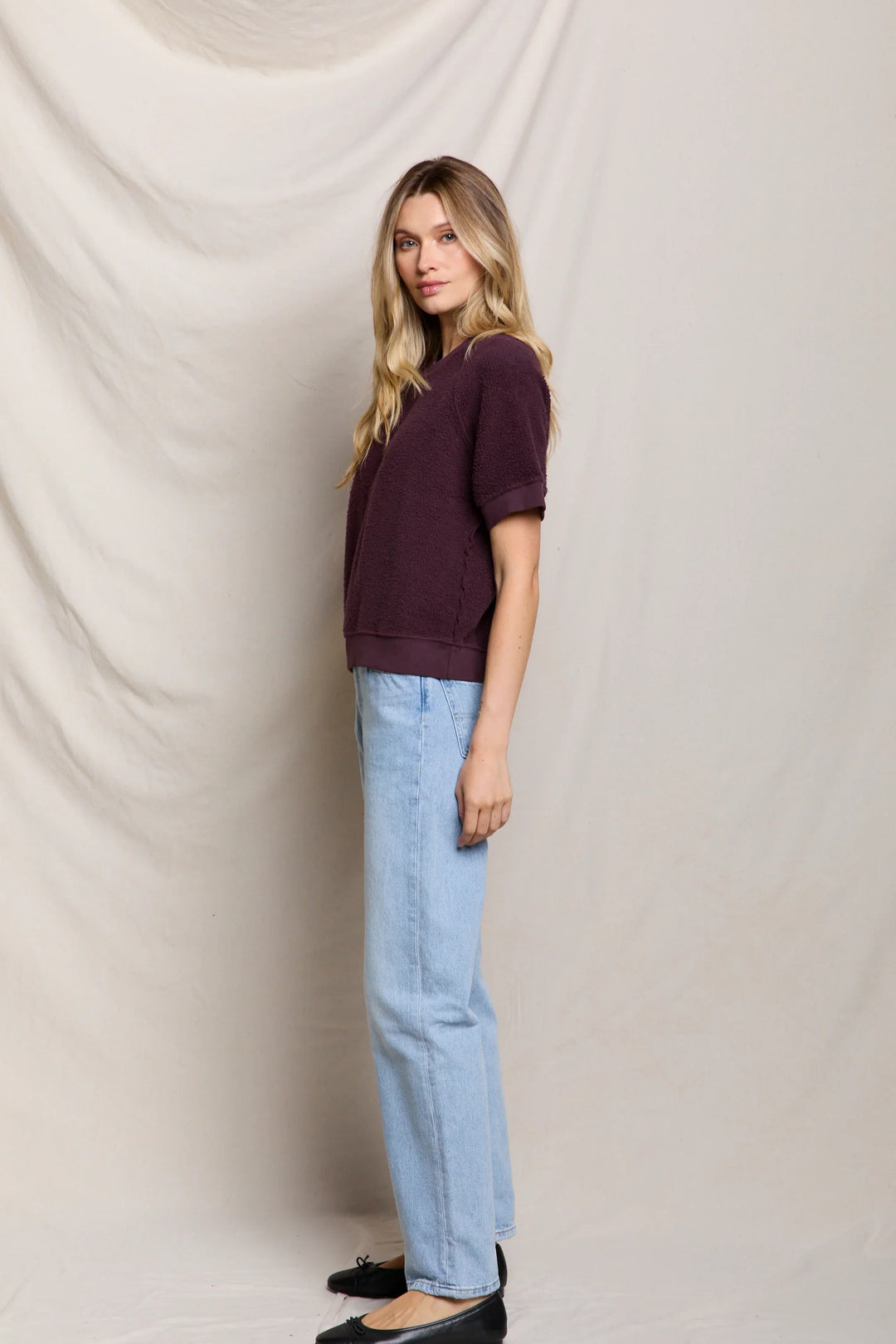 perfectwhitetee Ziggy short sleeve sweatshirt - Cherry Lacquer