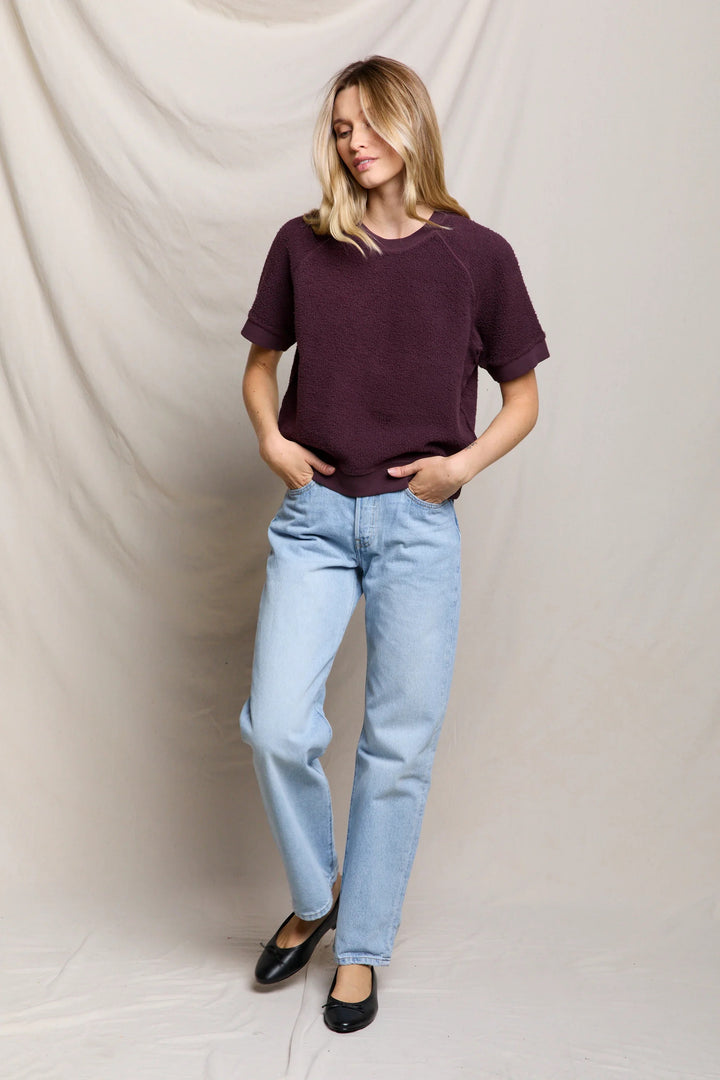 perfectwhitetee Ziggy short sleeve sweatshirt - Cherry Lacquer